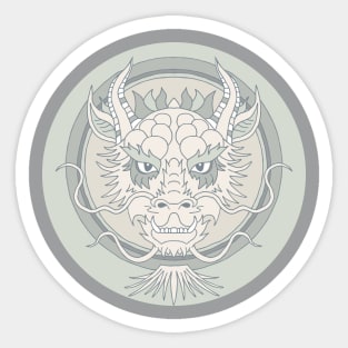 chinese dragon face in gray Sticker